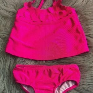 Kids Pink Ruffle Swim Set